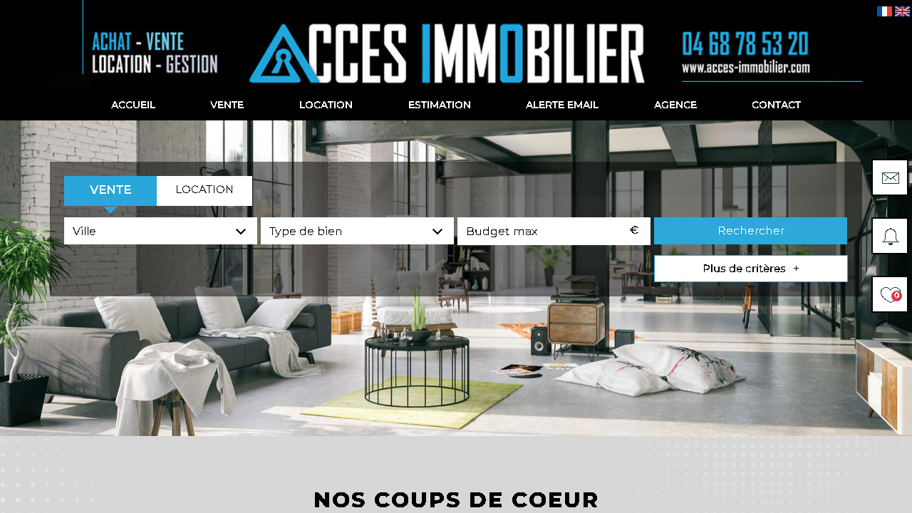 Capture d'écran de http://www.acces-immobilier.com/ 